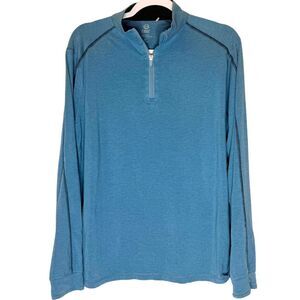 Tasc Mens Carrollton Organic Blend 1/4 Zip Performance Pullover Blue Size Medium
